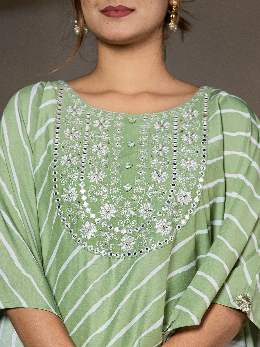 Green-Silk-Blend-Leheriya-Embroidered-Kaftan-Kurta-Set