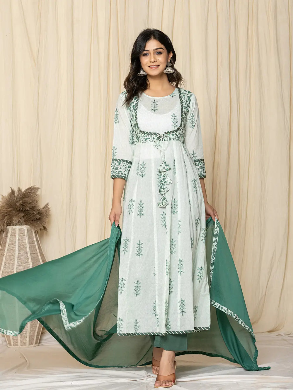 Green-Cotton-Sequins-Work-Anarkali-Set