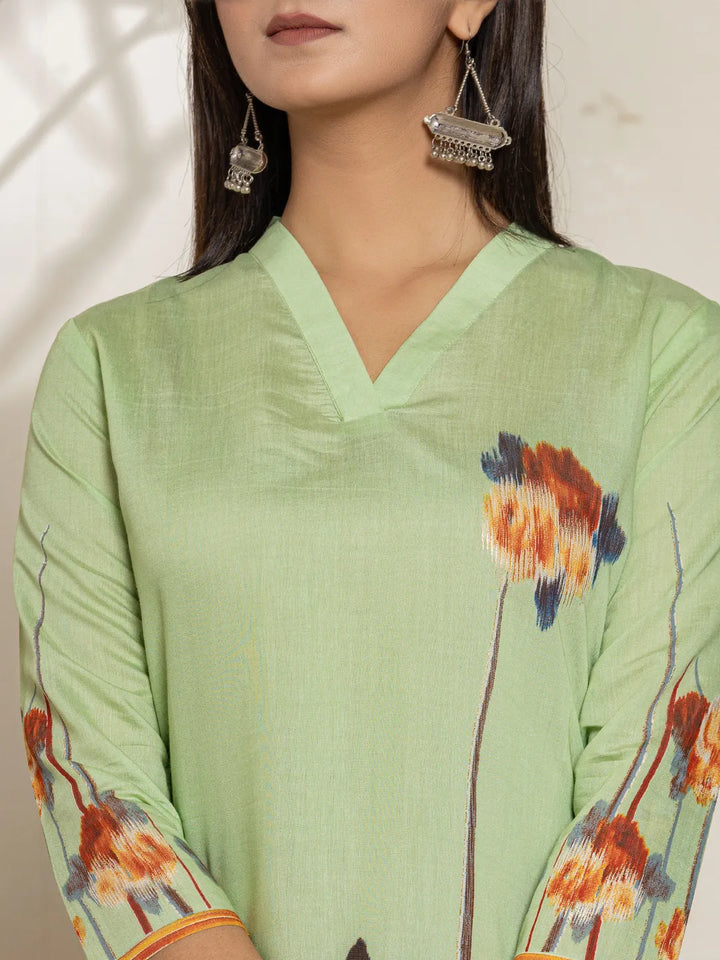 Green-Silk-Blend-Floral-Digital-Print-Kurta