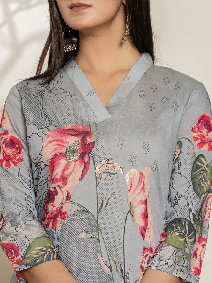 Grey-Silk-Blend-Floral-Digital-Print-Kurta