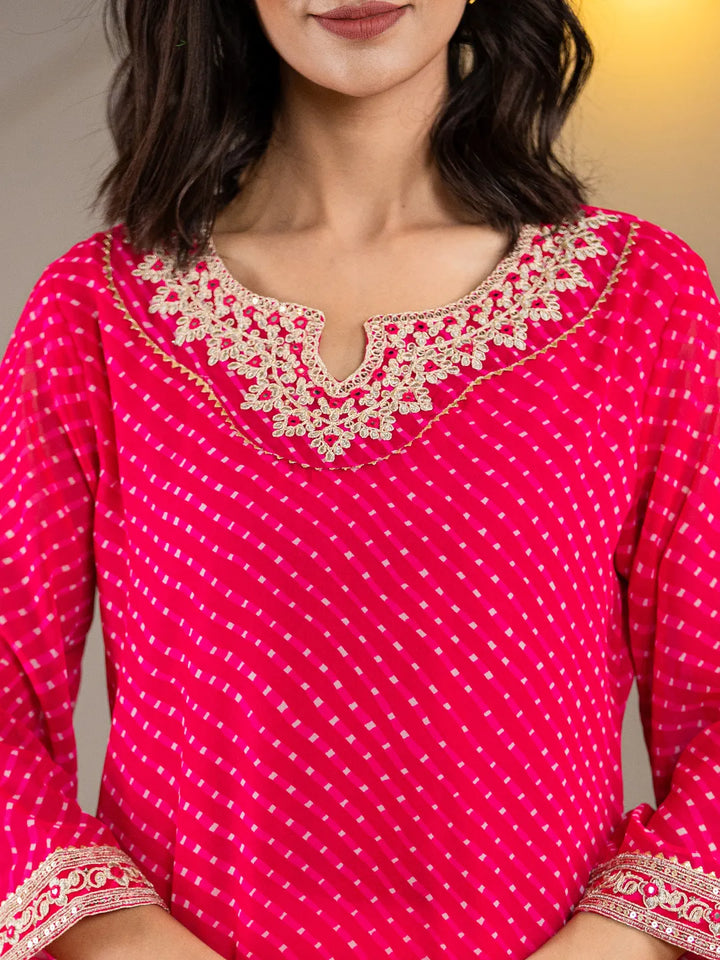 Hot-Pink-Georgette-Embroidery-A-Line-Kurta