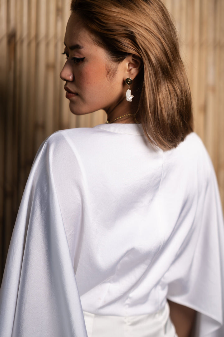 White-Polyester-Draped-Silhouette-Sleek-Starlet-Dress
