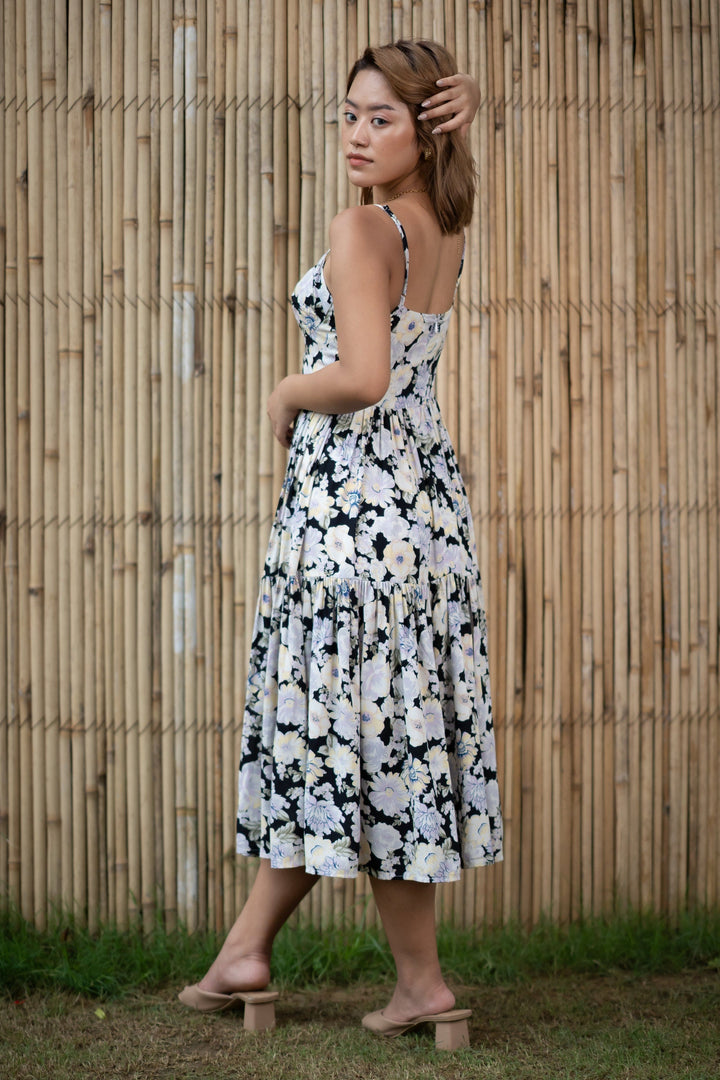 Black-&-White-Cotton-Opulent-Rose-Print-Dress