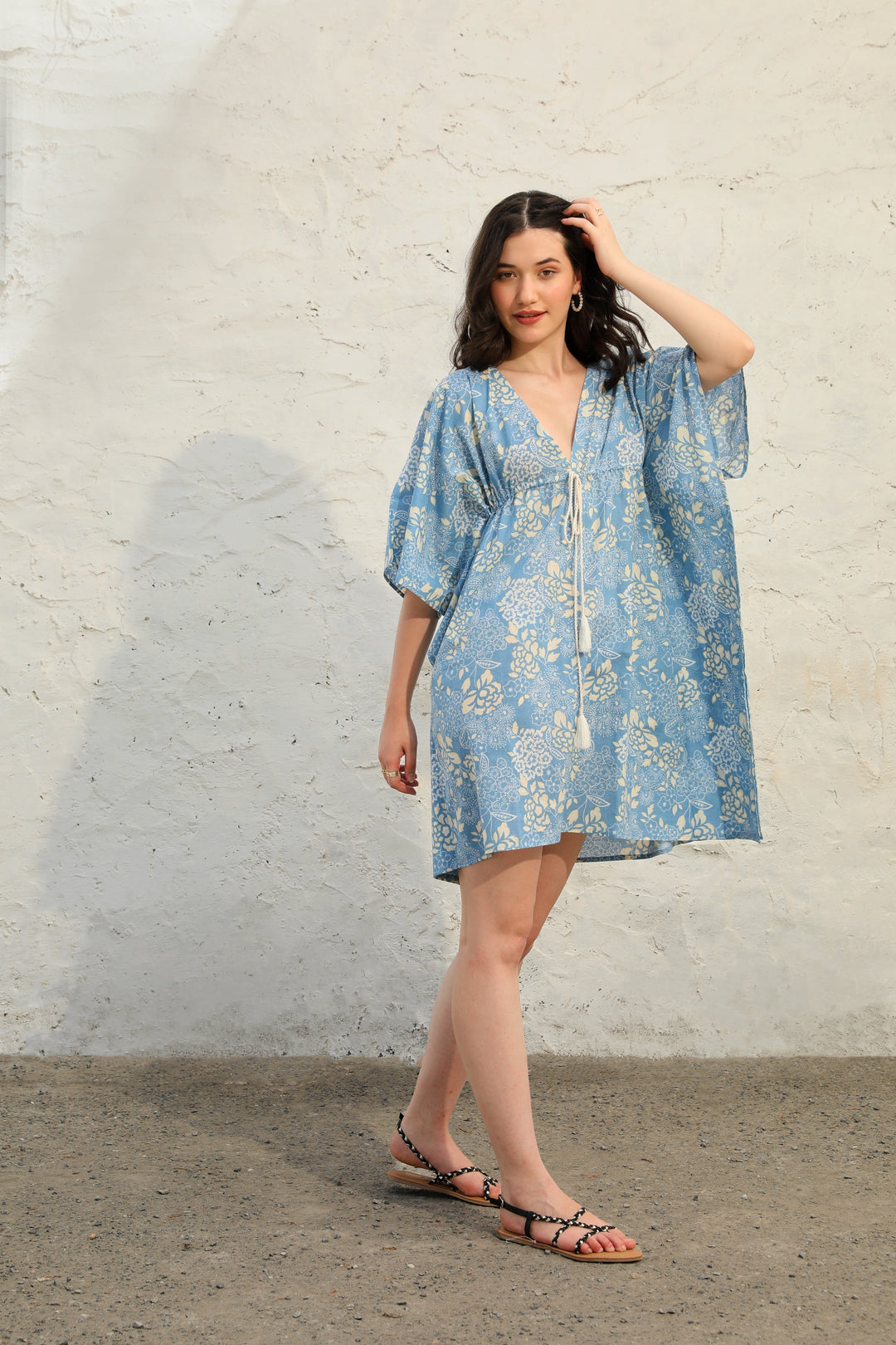 Blue-Rayon-Breeze-Kaftan-Dress