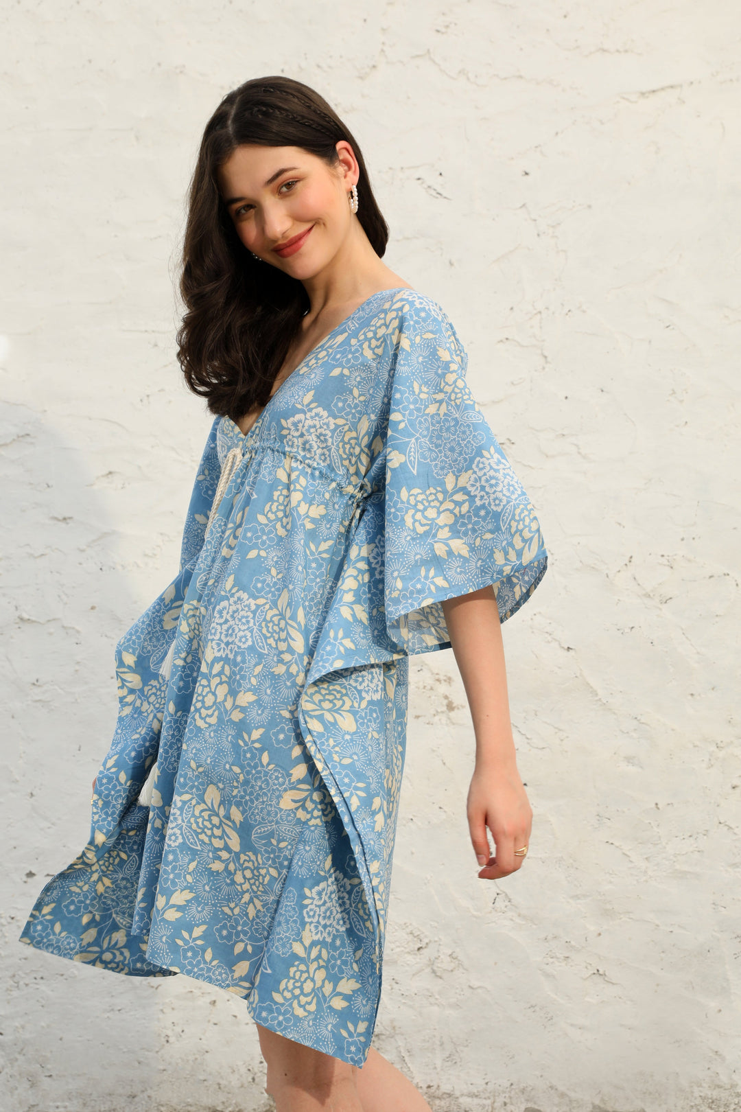 Blue-Rayon-Breeze-Kaftan-Dress