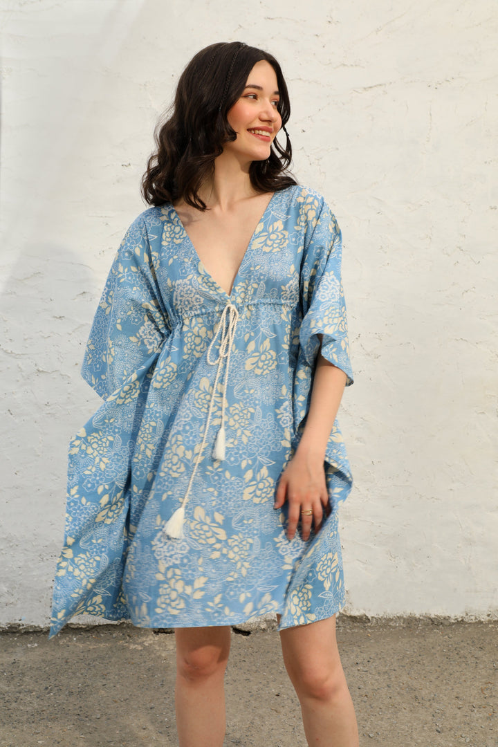 Blue-Rayon-Breeze-Kaftan-Dress