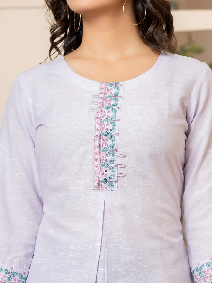 Lavender-Linen-Embroidery-Puff-Sleeves-Straight-Kurta