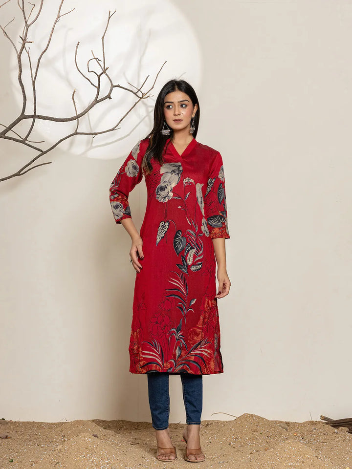 Maroon-Silk-Blend-Floral-Digital-Print-Kurta