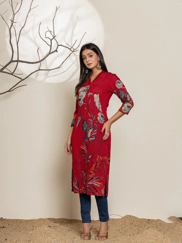 Maroon-Silk-Blend-Floral-Digital-Print-Kurta