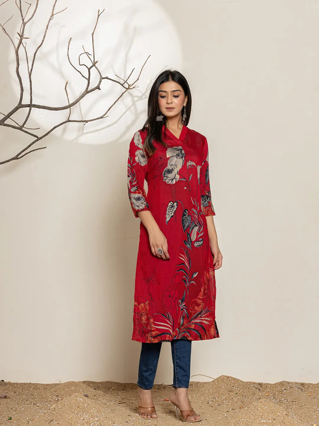 Maroon-Silk-Blend-Floral-Digital-Print-Kurta