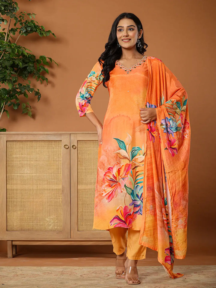 Orange-Muslin-Floral-Embroidered-3-Piece-Kurta-Set