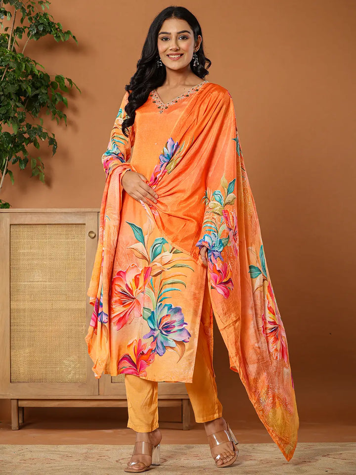 Orange-Muslin-Floral-Embroidered-3-Piece-Kurta-Set