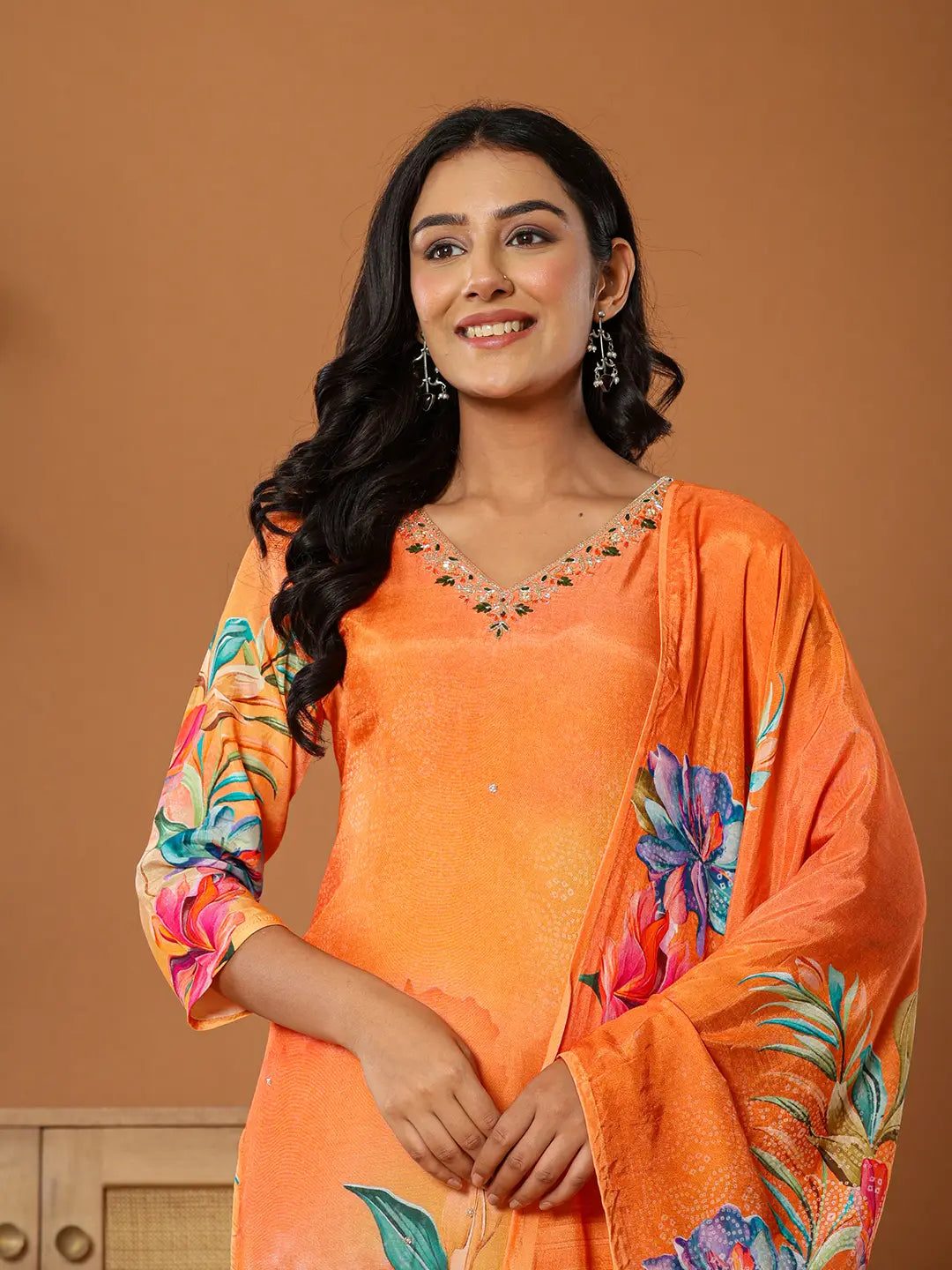 Orange-Muslin-Floral-Embroidered-3-Piece-Kurta-Set