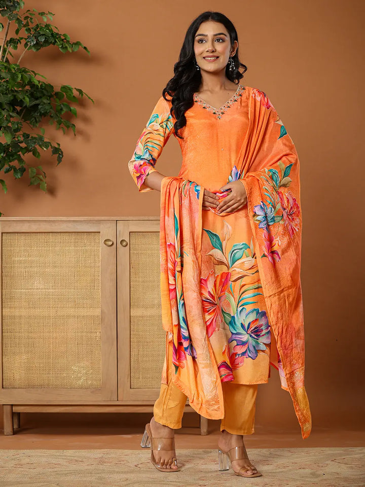 Orange-Muslin-Floral-Embroidered-3-Piece-Kurta-Set