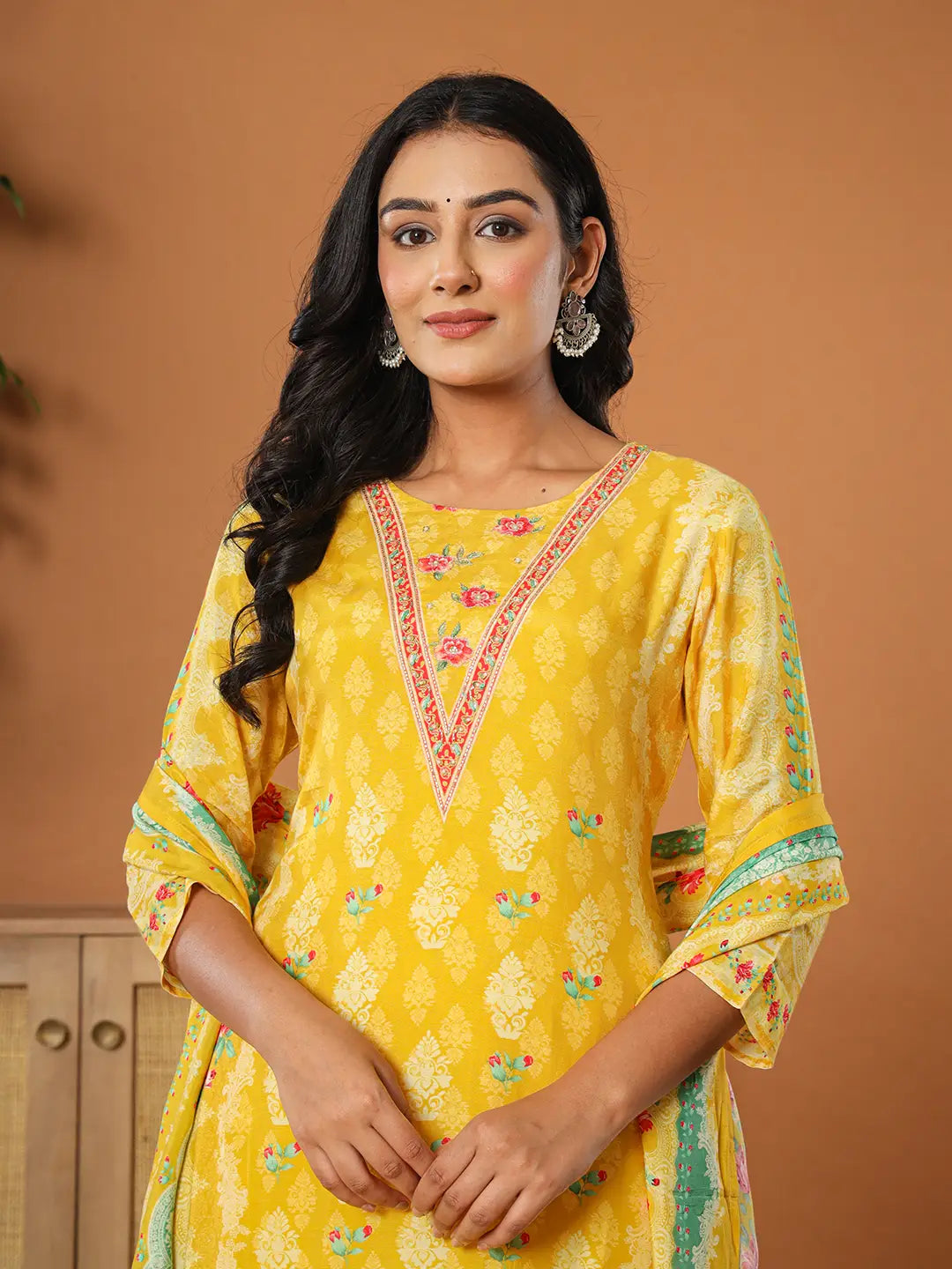 Mustard-Yellow-Muslin-Hand-Embroidery-3-Piece-Kurta-Set