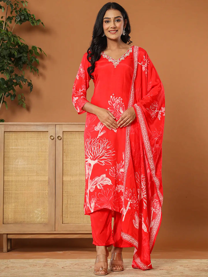 Red-Muslin-Hand-Embroidery-3-Piece-Kurta-Set