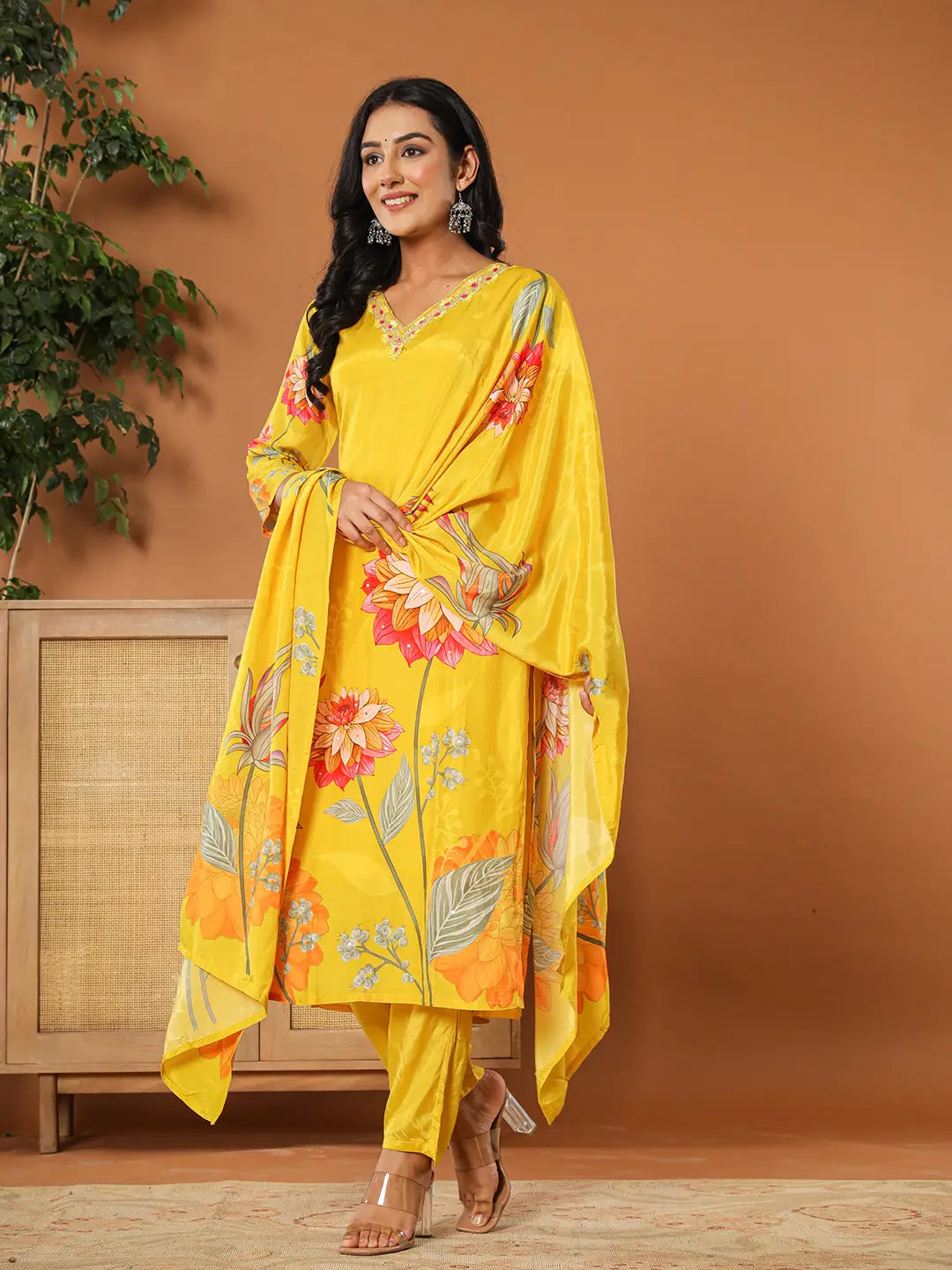 Mustard--Muslin-Hand-Embroidery-V-Neck-3-Piece-Kurta-Set