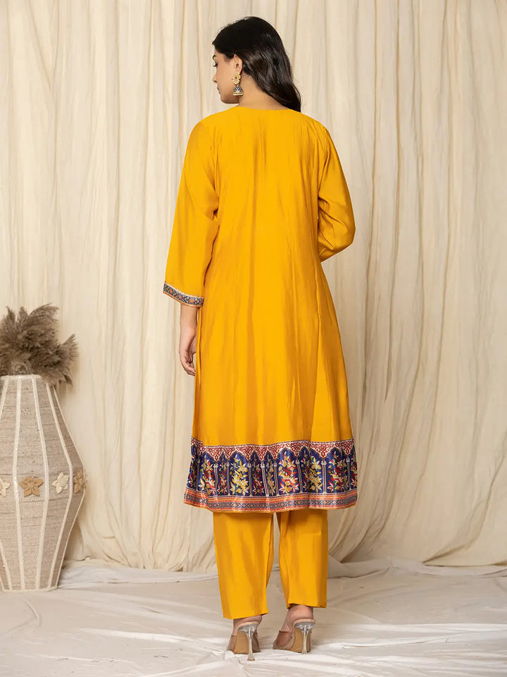 Mustard-Yellow-Silk-Blend-A-Line-3-Piece-Kurta-Set