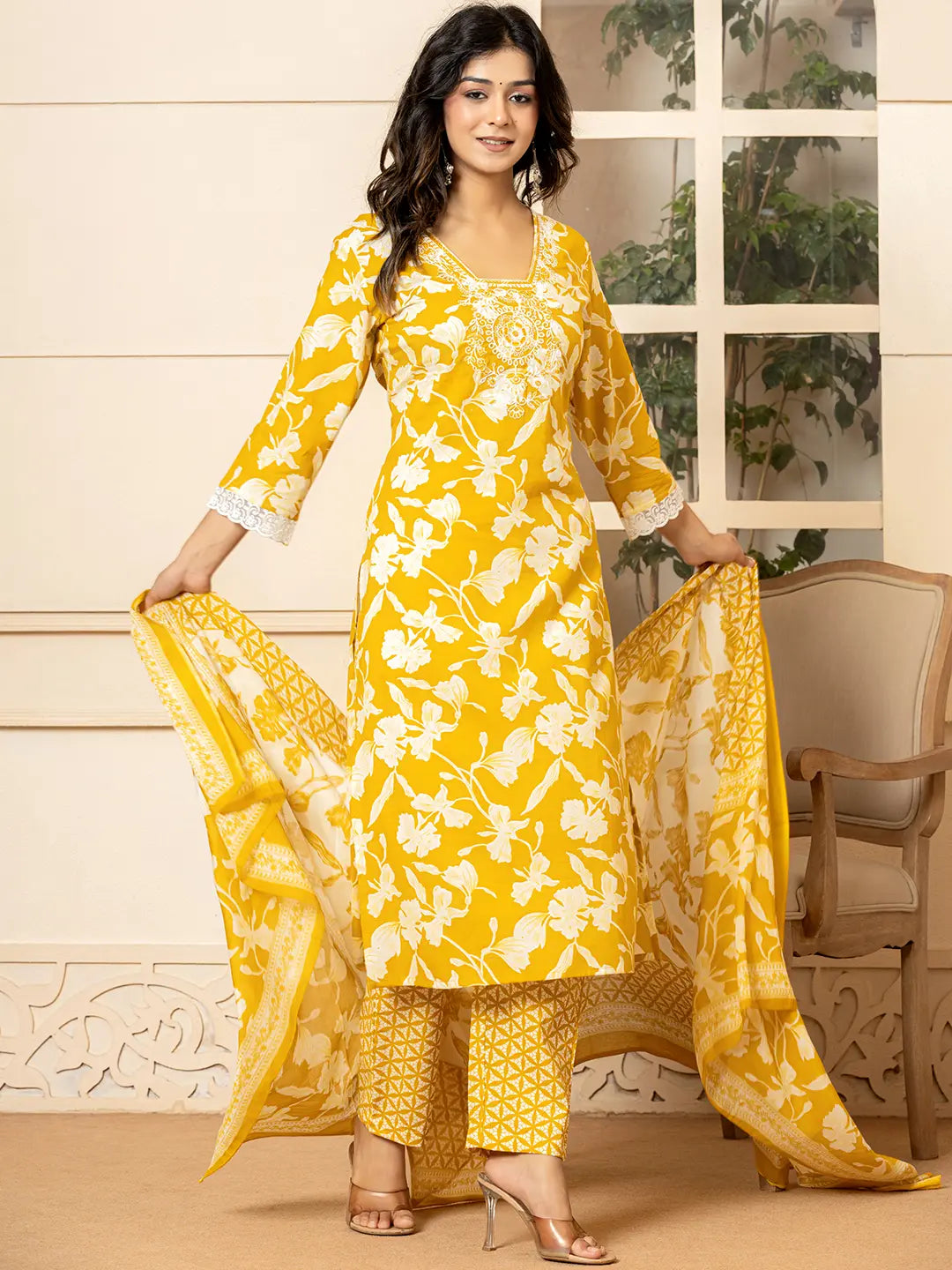 Mustard-Cotton-Embroidery-Straight-3-Piece-Kurta-Set