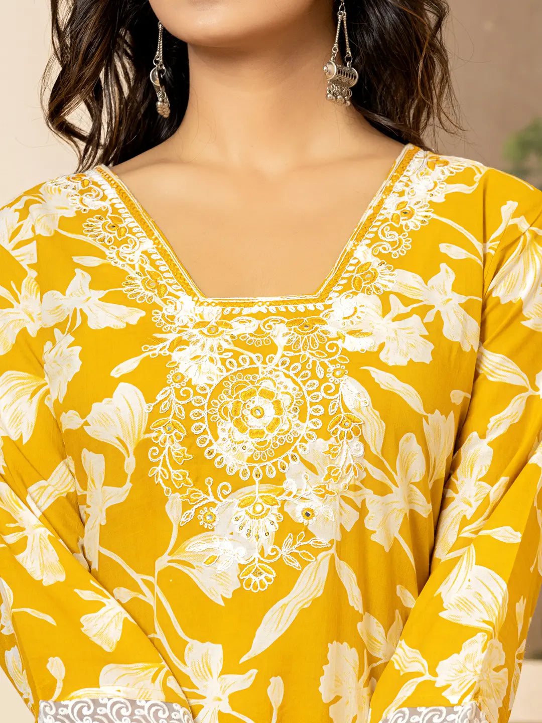 Mustard-Cotton-Embroidery-Straight-3-Piece-Kurta-Set