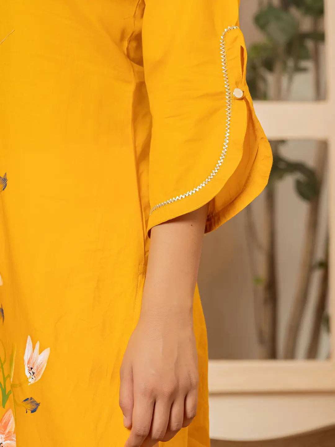 Mustard-Cotton-Hand-Painted-Straight-Kurta