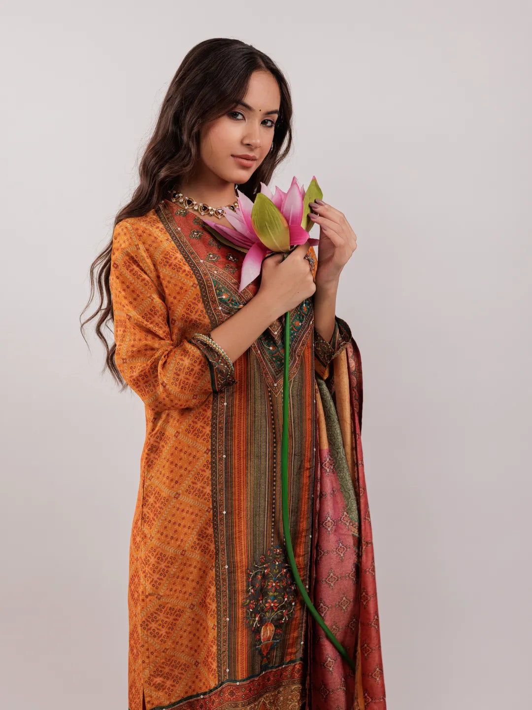 Mustard-Shimmer-Tissue-Embroidered-3-Piece-Kurta-Set