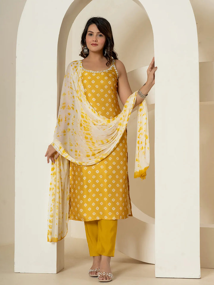 Mustard-Silk-Blend-Mirror-Work-3-Piece-Kurta-Set