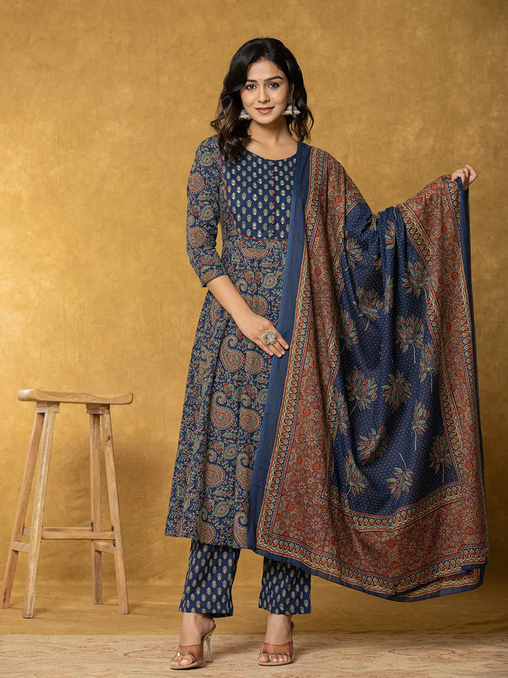 Navy-Blue-Cotton-Sequins-Work-Anarkali-Set