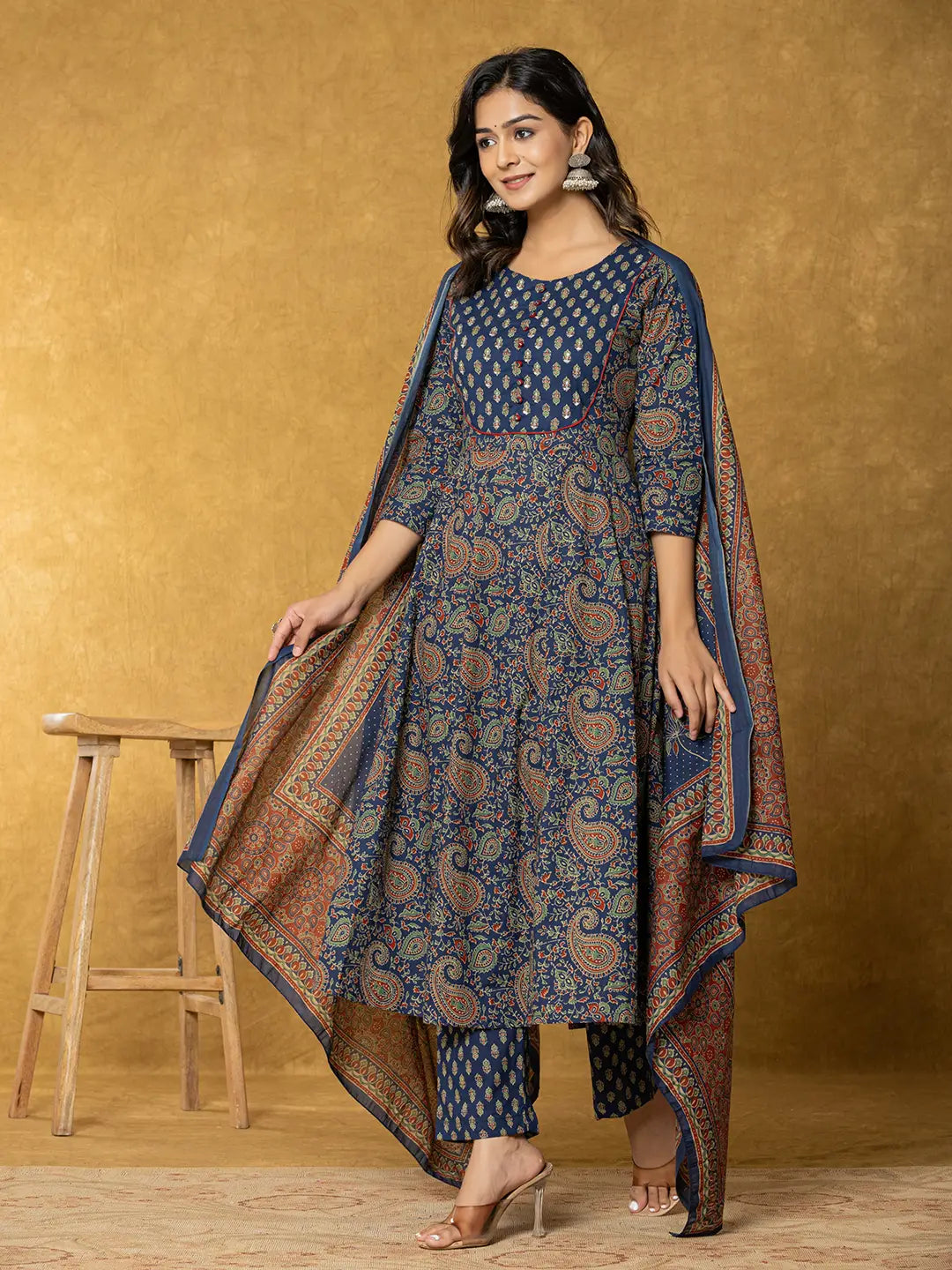 Navy-Blue-Cotton-Sequins-Work-Anarkali-Set