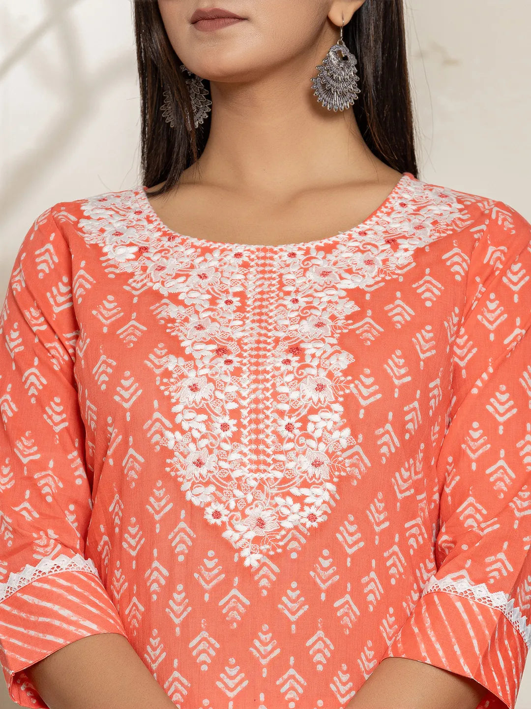 Peach-Cotton-Ethnic-Motifs-Straight-3-Piece-Kurta-Set