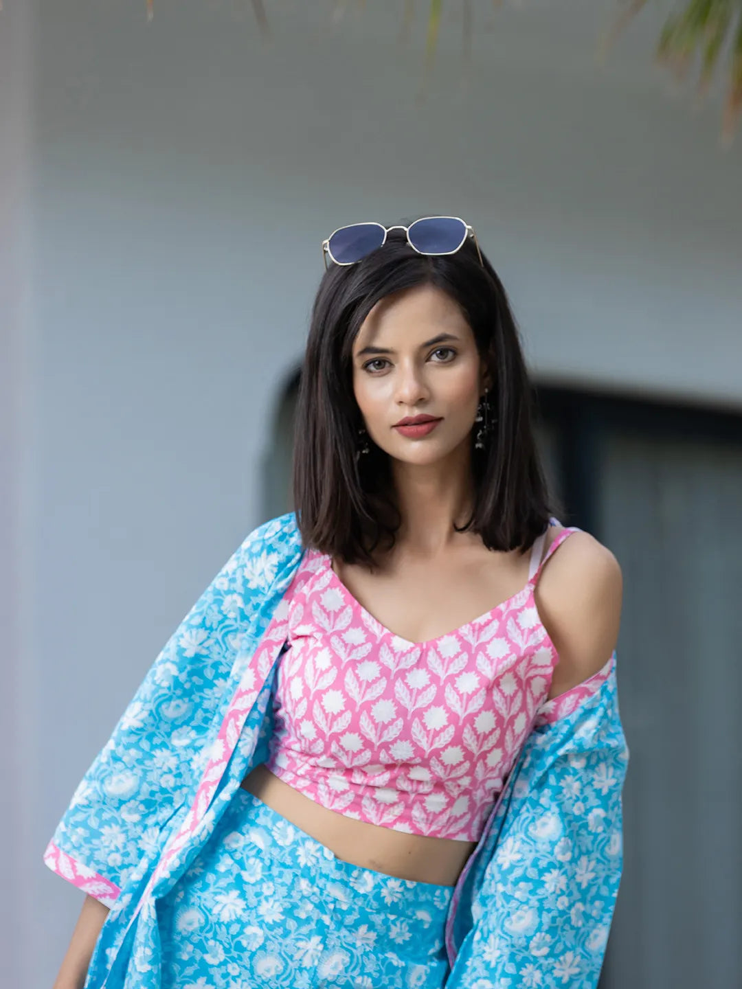 Pink-&-Blue-Cotton-Printed-Co-Ord-Set-With-Jacket