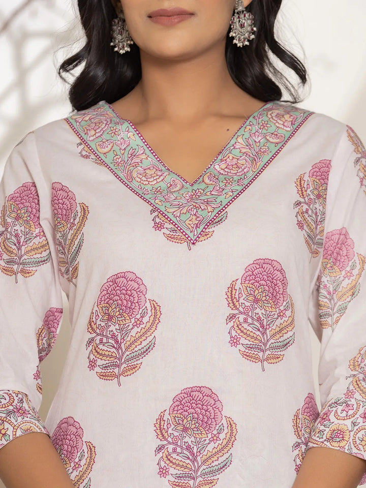 Pink-&-White-Cotton-Floral-Print-Straight-3-Piece-Kurta-Set