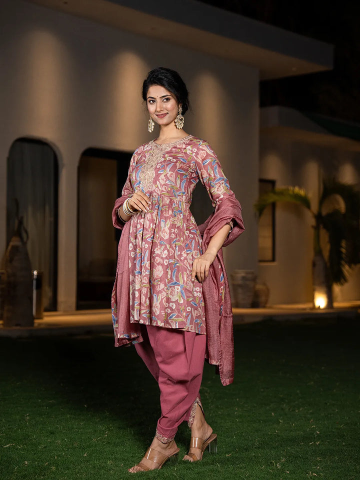 Pink-Cotton-Embroidery-A-Line-3-Piece-Kurta-Set