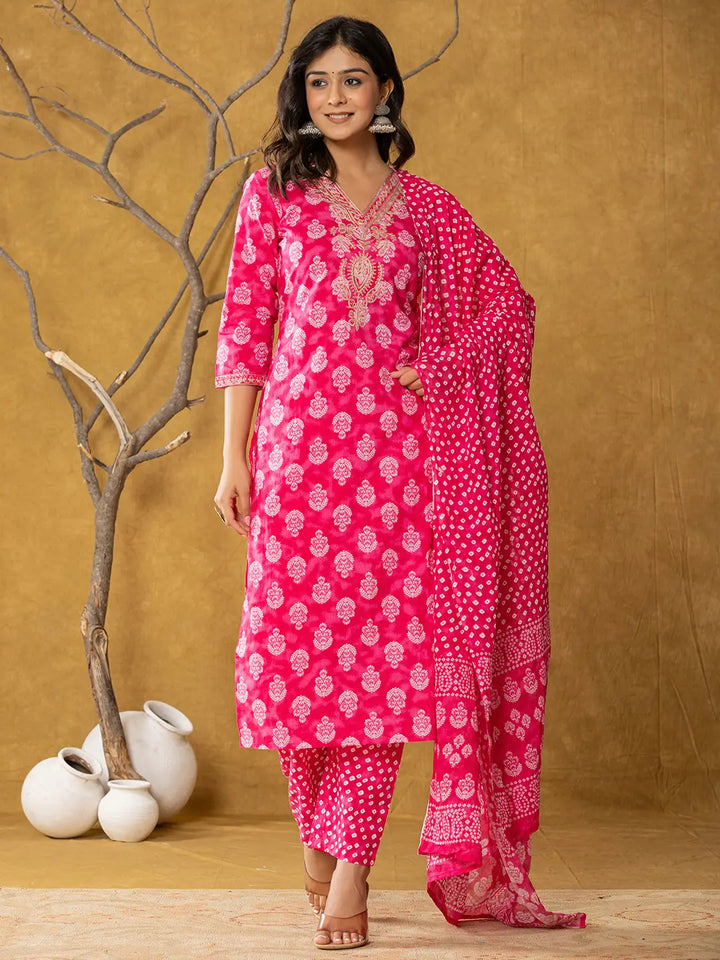 Pink-Cotton-Zari-Work-Straight-3-Piece-Kurta-Set