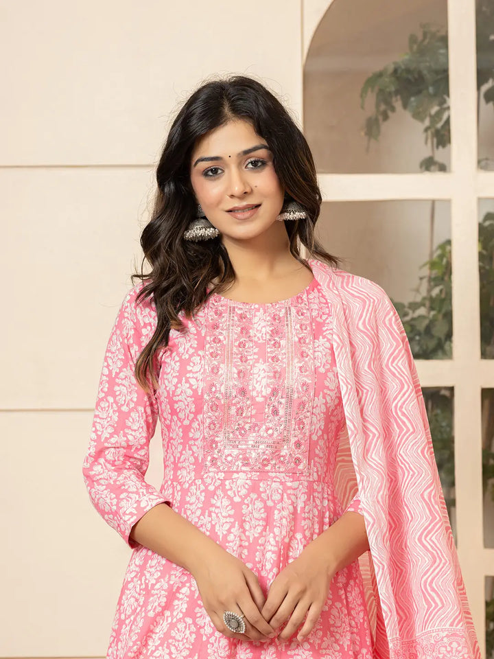 Pink-Pure-Cotton-Ethnic-Motifs-Embroidered-Anarkali-Set