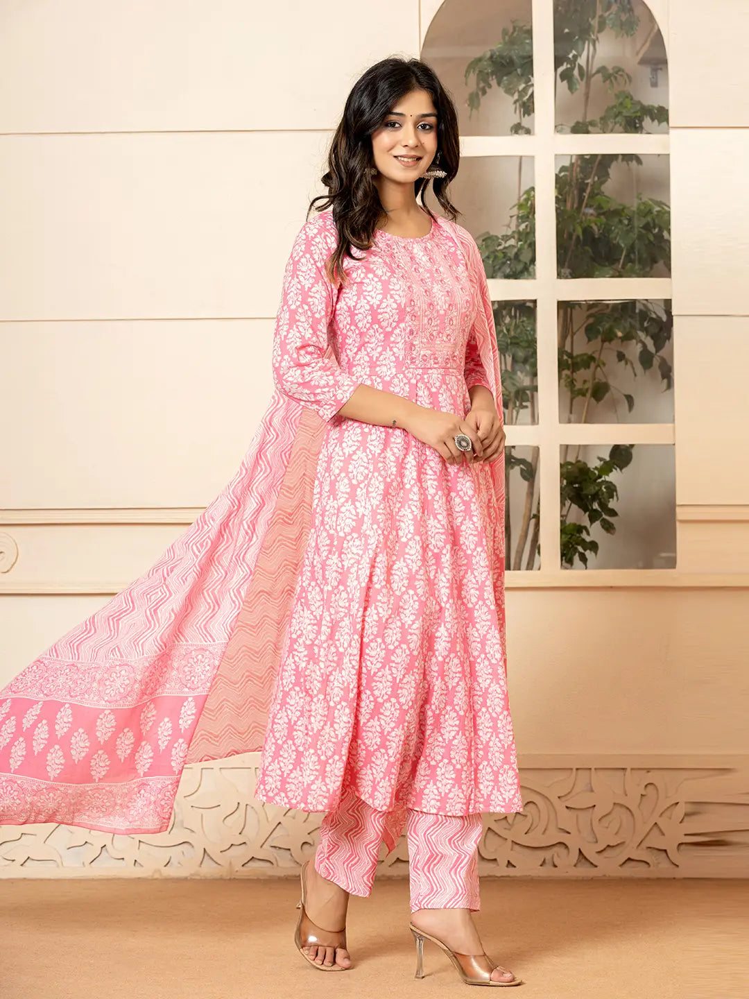 Pink-Pure-Cotton-Ethnic-Motifs-Embroidered-Anarkali-Set