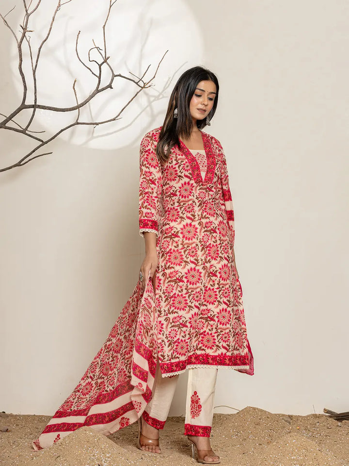 Pink-Cotton-Embroidered-Thread-Work-3-Piece-Kurta-Set