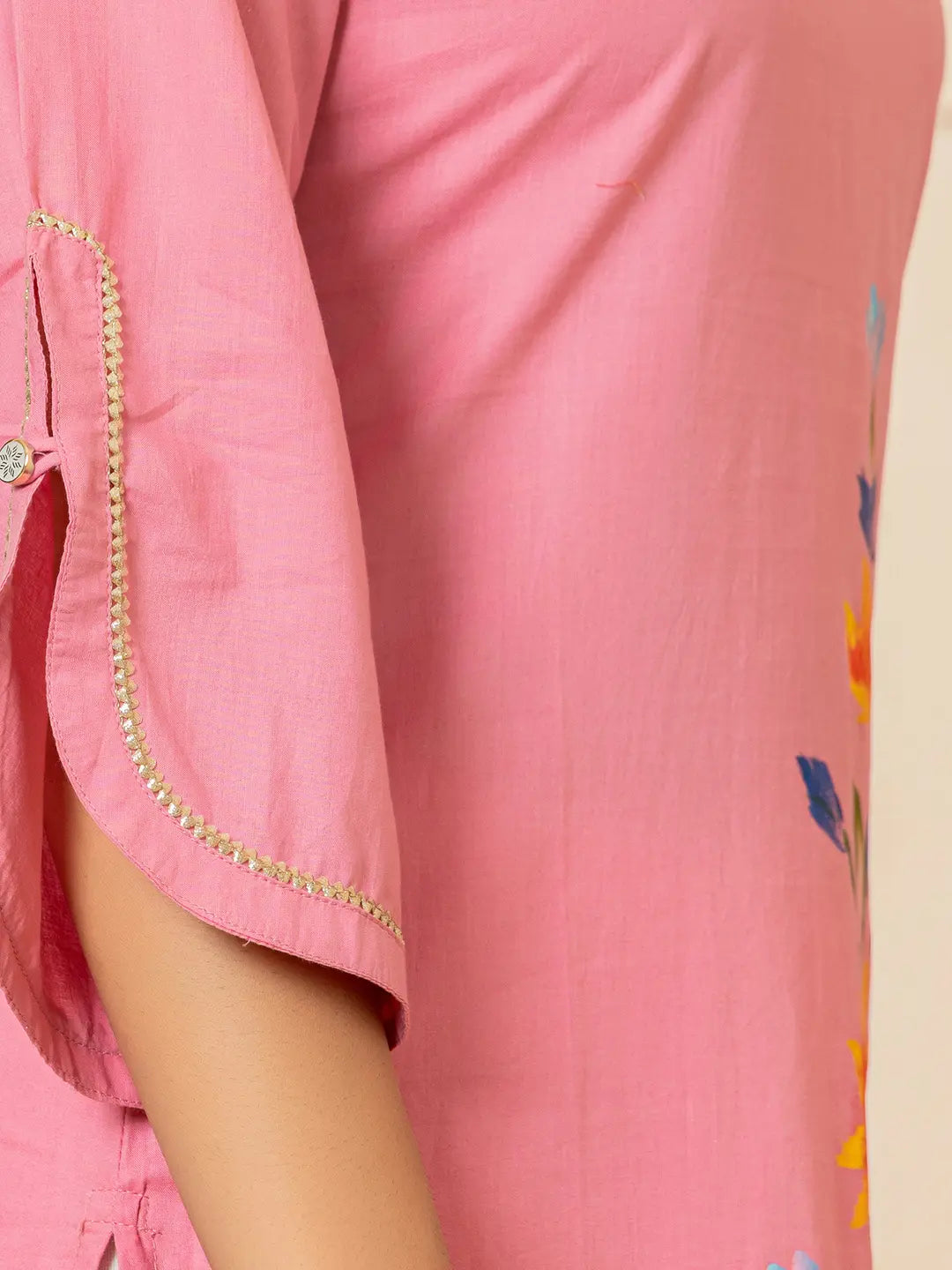 Pink-Cotton-Hand-Painted-Straight-Kurta