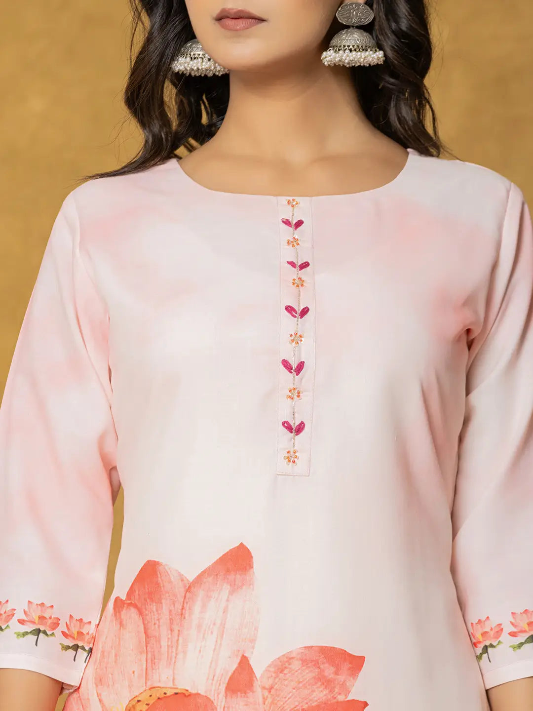 Pink-Linen-Floral-Yoke-Design-3-Piece-Kurta-Set