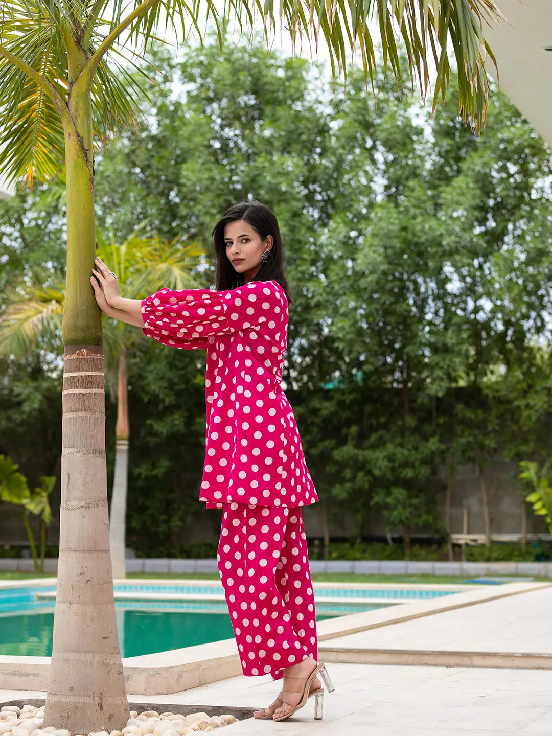 Pink-Cotton-Polka-Dot-Print-Co-Ord-Set