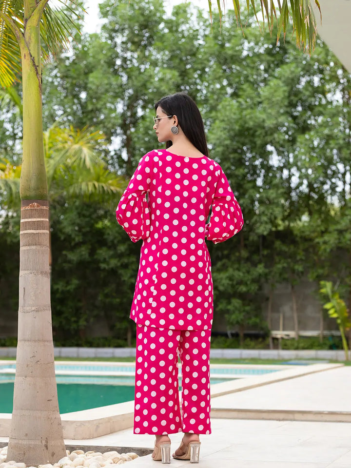 Pink-Cotton-Polka-Dot-Print-Co-Ord-Set