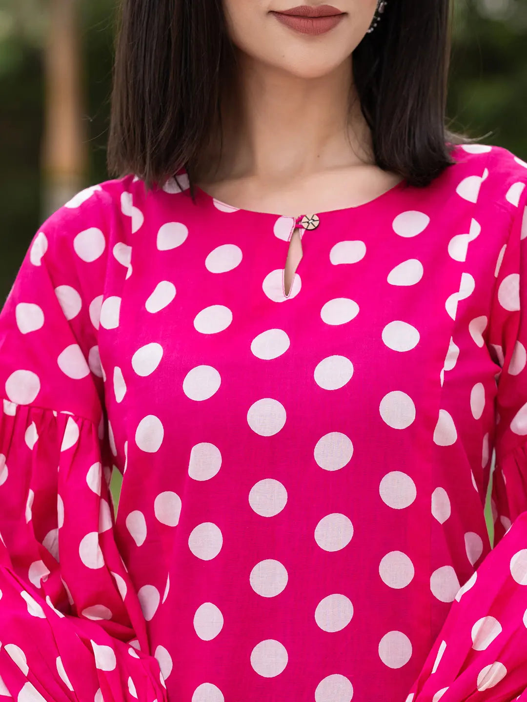 Pink-Cotton-Polka-Dot-Print-Co-Ord-Set