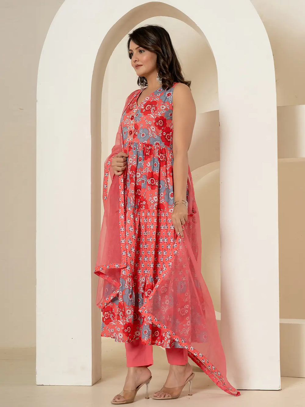 Pink-Pure-Cotton-Fit-And-Flare-Tiered-3-Piece-Kurta-Set