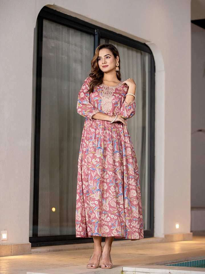 Pink-Pure-Cotton-Sequins-Work-Maxi-Dress