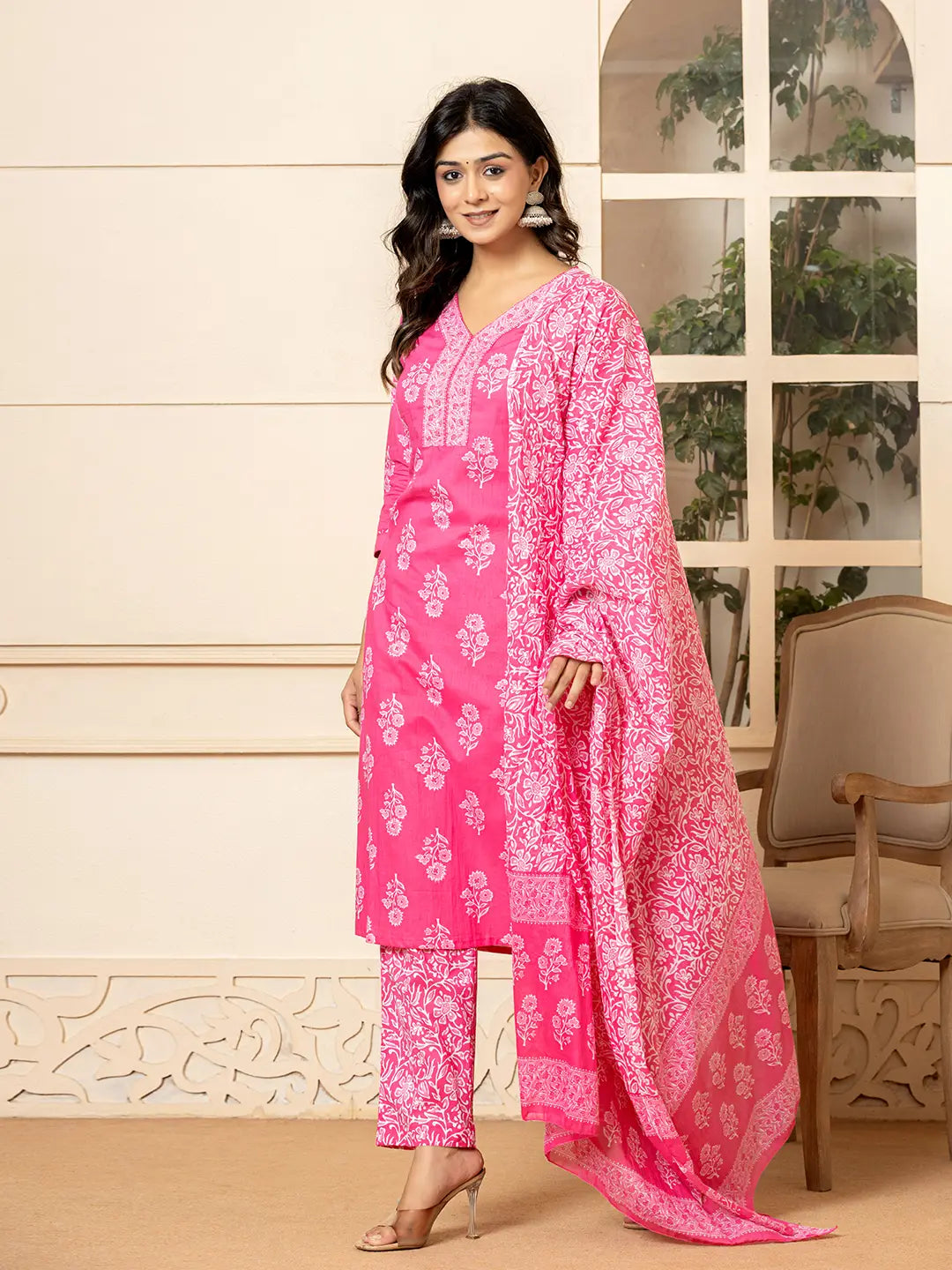 Pink-Pure-Cotton-Sequins-Work-Straight-3-Piece-Kurta-Set