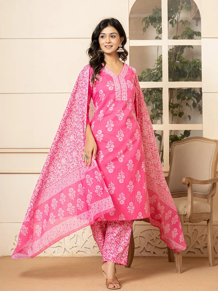 Pink-Pure-Cotton-Sequins-Work-Straight-3-Piece-Kurta-Set