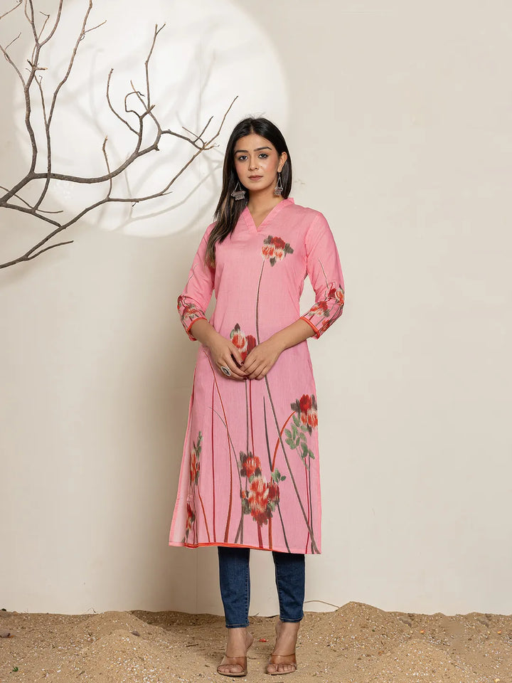 Pink-Silk-Blend-Floral-Digital-Print-Kurta