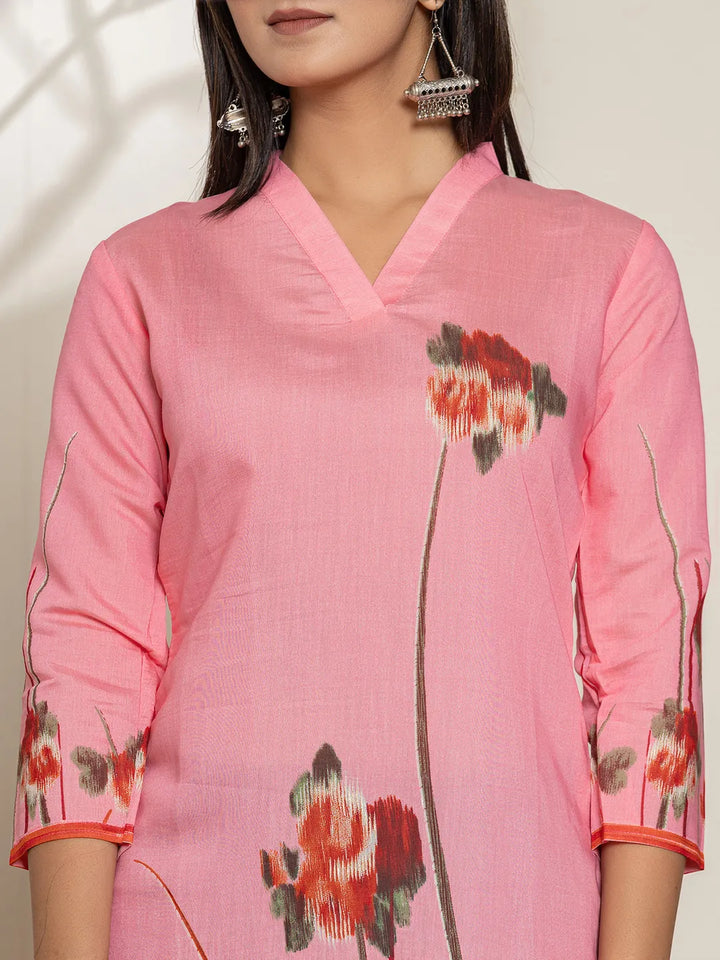 Pink-Silk-Blend-Floral-Digital-Print-Kurta