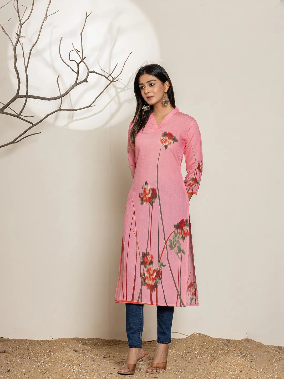 Pink-Silk-Blend-Floral-Digital-Print-Kurta