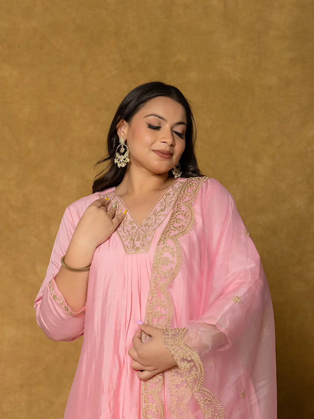 Pink-Silk-Embroidered-Plus-Size-3-Piece-Kurta-Set